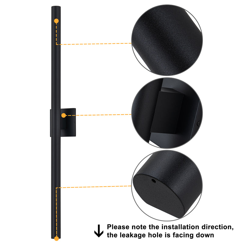 Black 2-Light 46W Dimmable LED Outdoor Wall Light with Frosted Glass Diffuser