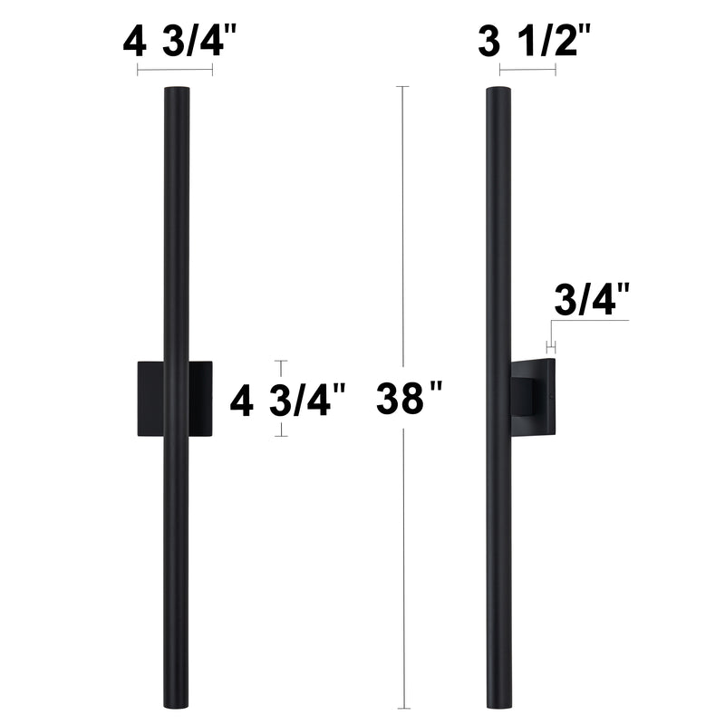 Black 2-Light 46W Dimmable LED Outdoor Wall Light with Frosted Glass Diffuser