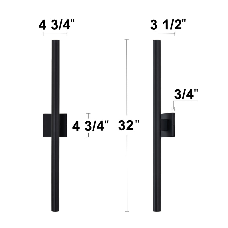 Black 2-Light 30W Dimmable LED Outdoor Wall Light with Frosted Glass Diffuser