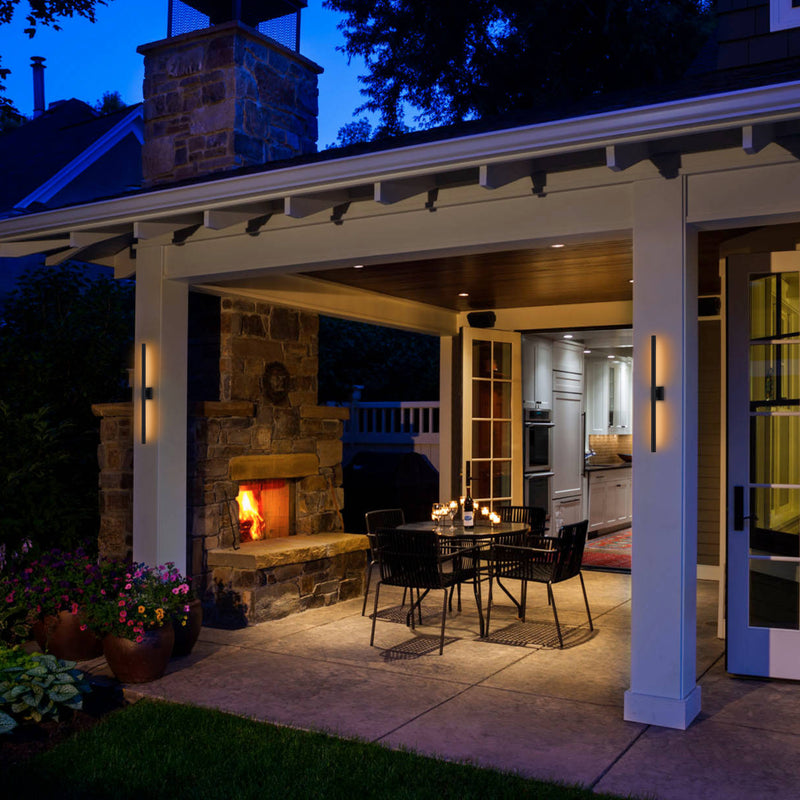 Black 2-Light 30W Dimmable LED Outdoor Wall Light with Frosted Glass Diffuser