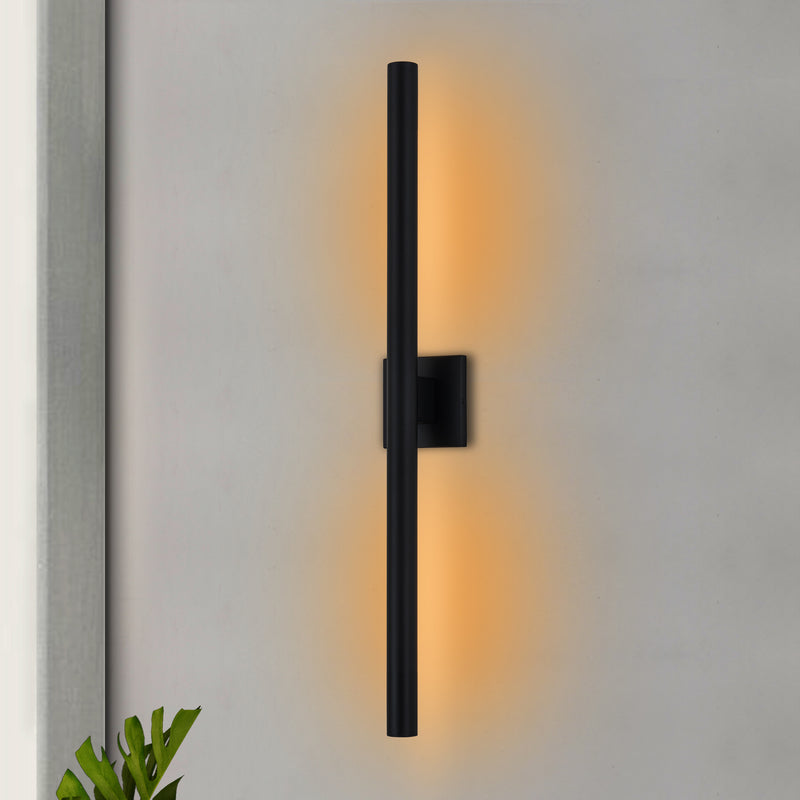 Black 2-Light 30W Dimmable LED Outdoor Wall Light with Frosted Glass Diffuser