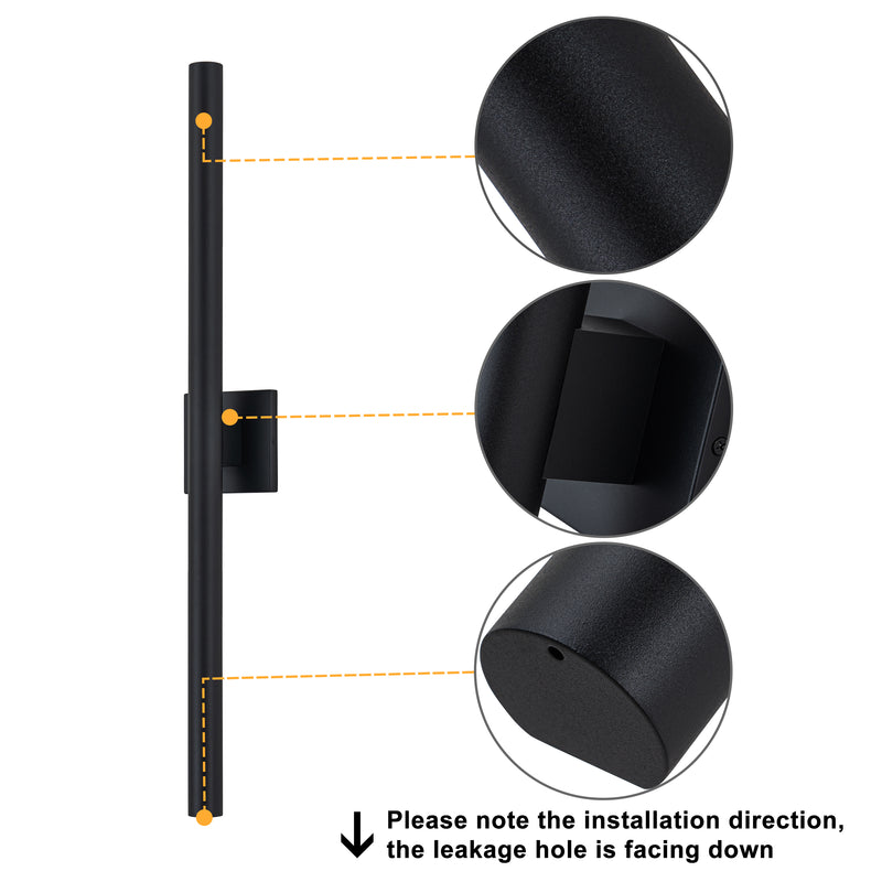 Black 2-Light 30W Dimmable LED Outdoor Wall Light with Frosted Glass Diffuser
