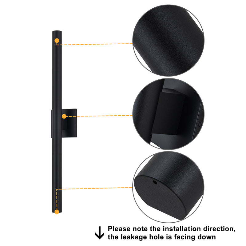 Black 2-Light 26W Dimmable LED Outdoor Wall Light with Frosted Glass Diffuser