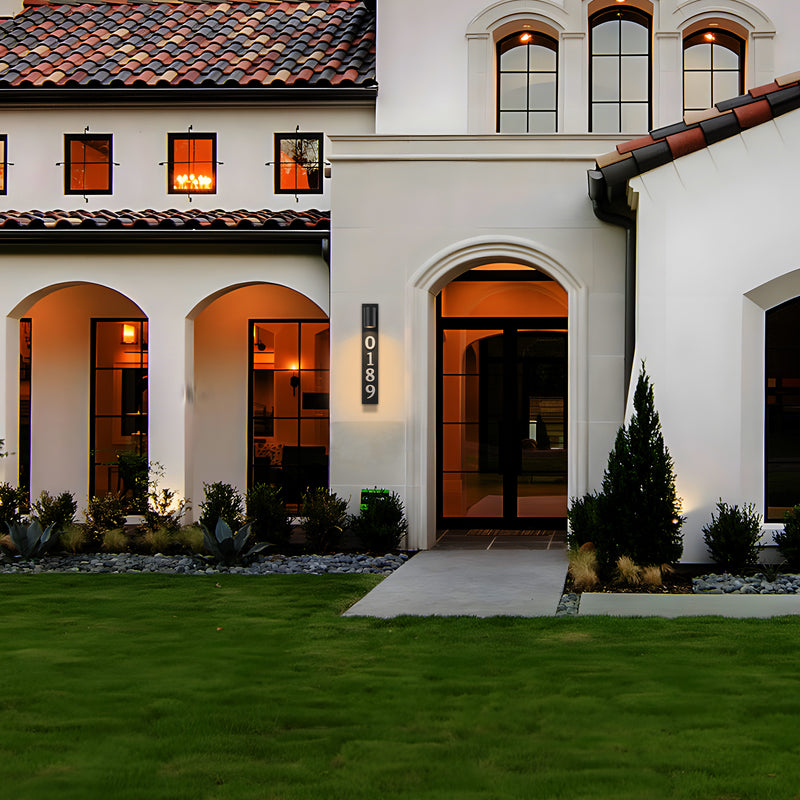 Matte Black Dusk to Dawn Outdoor Wall Lights with Door Number (Bulb Included)