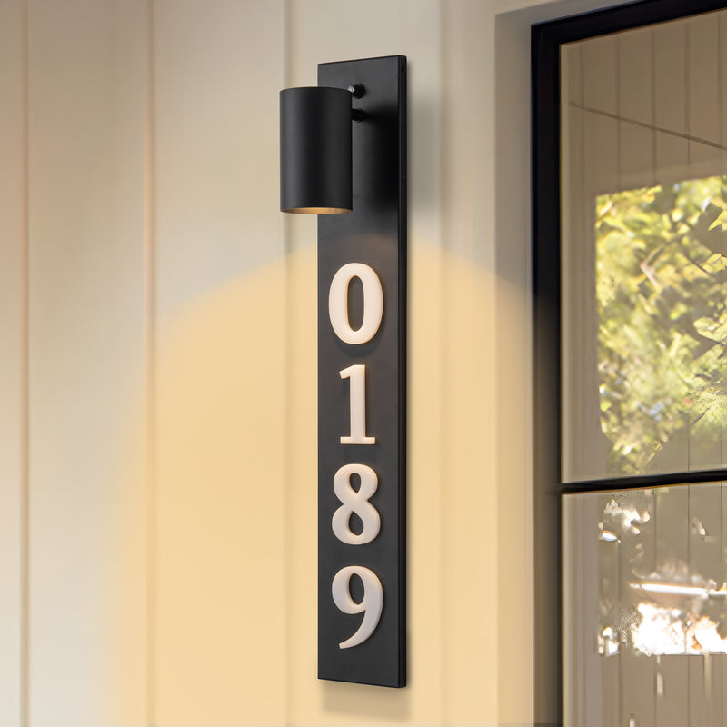 Matte Black Dusk to Dawn Outdoor Wall Lights with Door Number (Bulb Included)