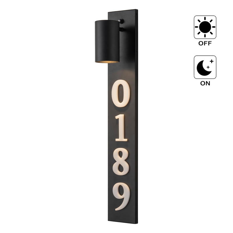 Matte Black Dusk to Dawn Outdoor Wall Lights with Door Number (Bulb Included)