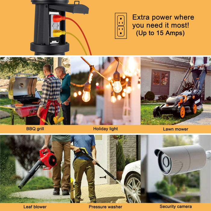 Black Dusk to Dawn Outdoor Post Light with GFCI Outlet