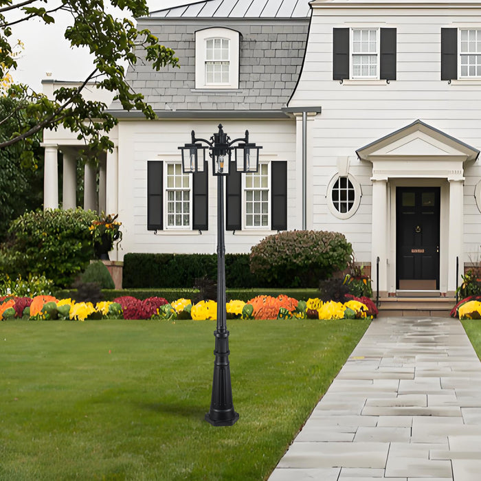 Black Dusk to Dawn Outdoor Post Light with GFCI Outlet