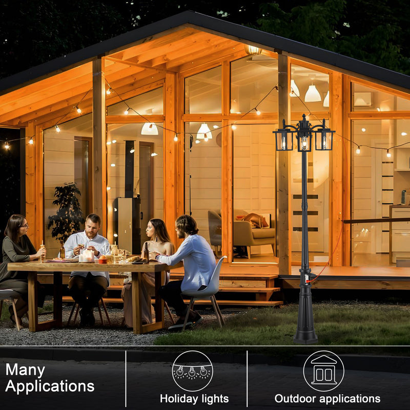 Black Dusk to Dawn Outdoor Post Light with GFCI Outlet