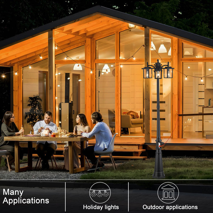 Black Dusk to Dawn Outdoor Post Light with GFCI Outlet