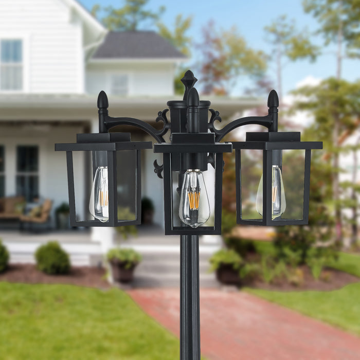 Black Dusk to Dawn Outdoor Post Light with GFCI Outlet
