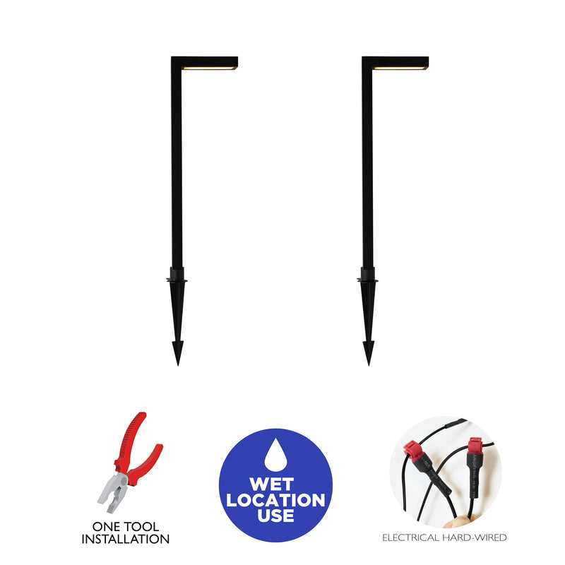 2-pack 3W Low Voltage Black Aluminum LED Outdoor Landscape Path Lights