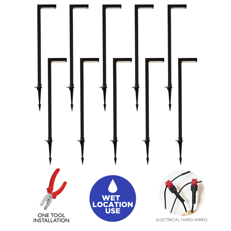 10-pack 4.5W Low Voltage Black Aluminum LED Outdoor Landscape Path Lights