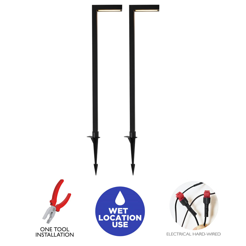 2-pack 4.5W Low Voltage Black Aluminum LED Outdoor Landscape Path Lights