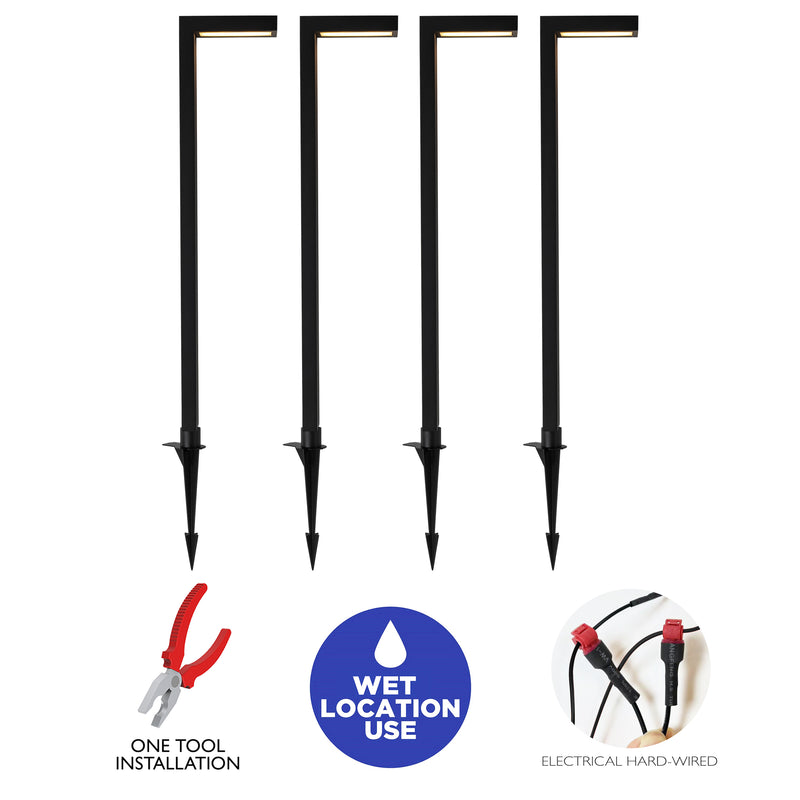 4-pack 4.5W Low Voltage Black Aluminum LED Outdoor Landscape Path Lights