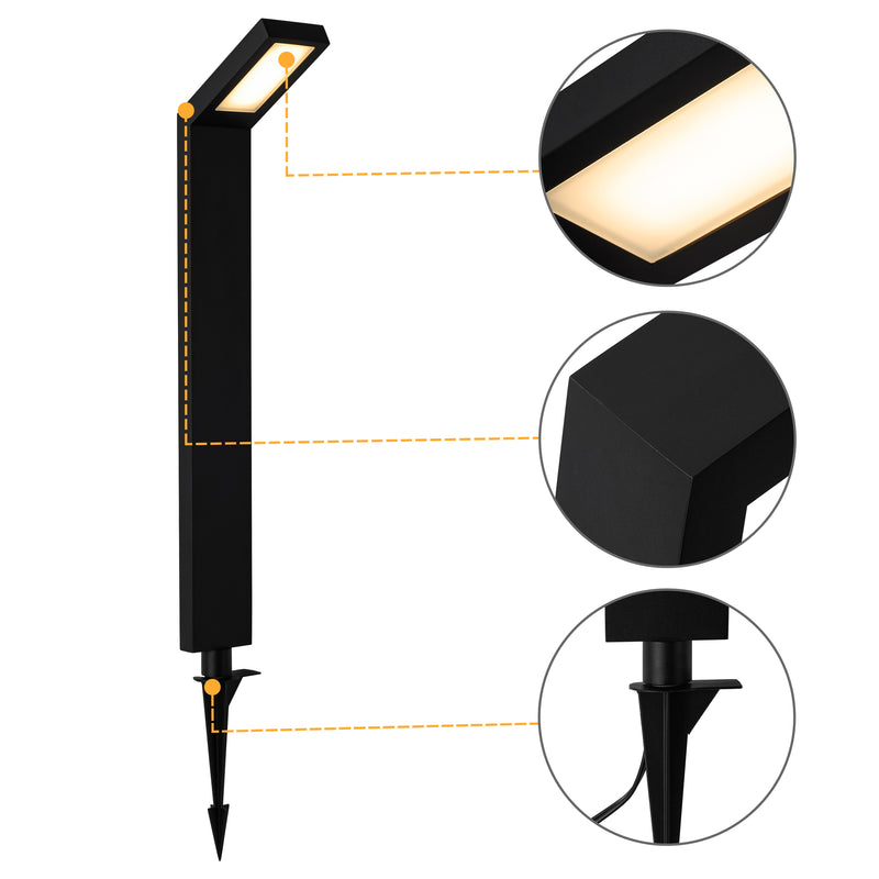 2-Pack Low-voltage Black Aluminum LED Landscape Path Lights with Frosted Glass Shade