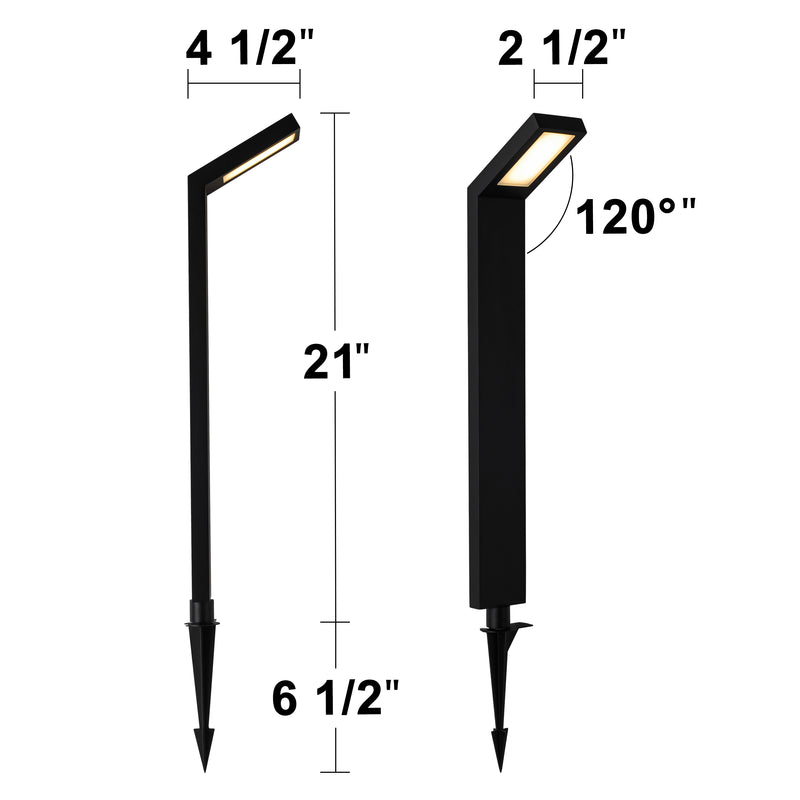 2-Pack Low-voltage Black Aluminum LED Landscape Path Lights with Frosted Glass Shade