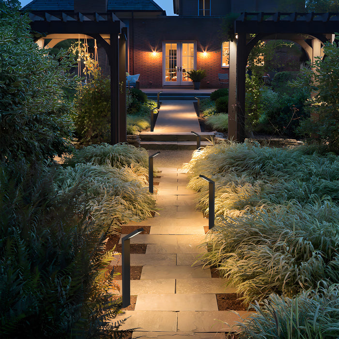 Low-voltage Black Aluminum LED Landscape Path Lights with Frosted Glass Shad