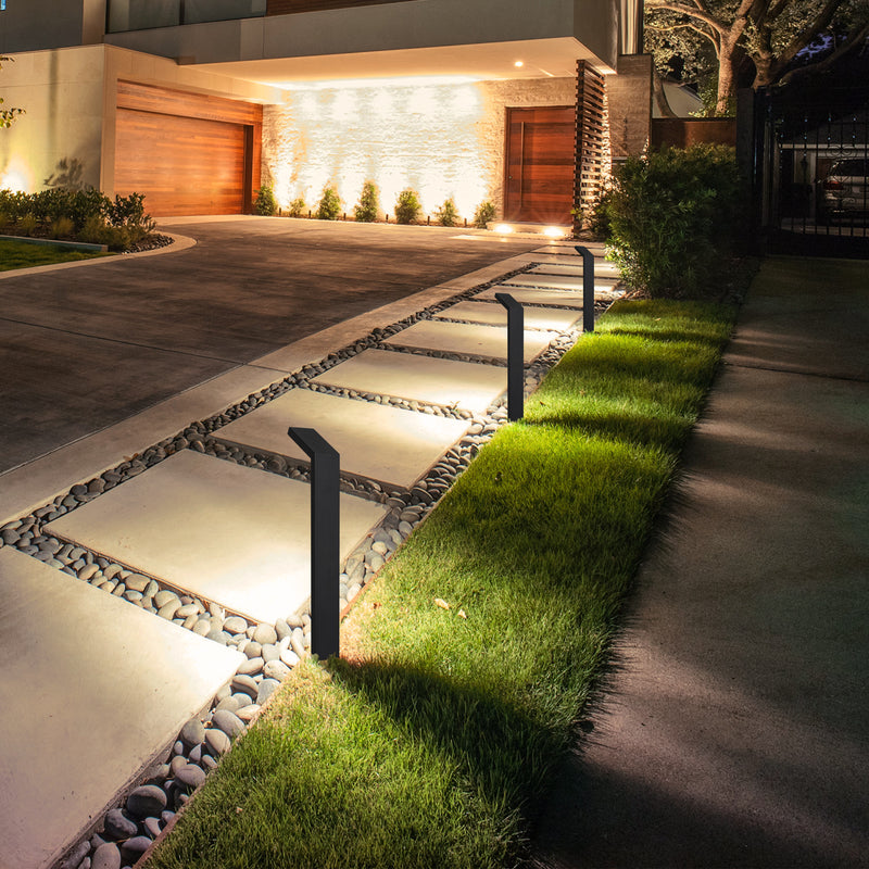 2-Pack Low-voltage Black Aluminum LED Landscape Path Lights with Frosted Glass Shade