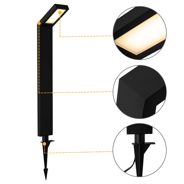 Low-voltage Black Aluminum LED Landscape Path Lights with Frosted Glass Shad