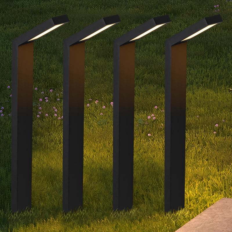 4-Pack Low-voltage Black Aluminum LED Landscape Path Lights with Frosted Glass Shade