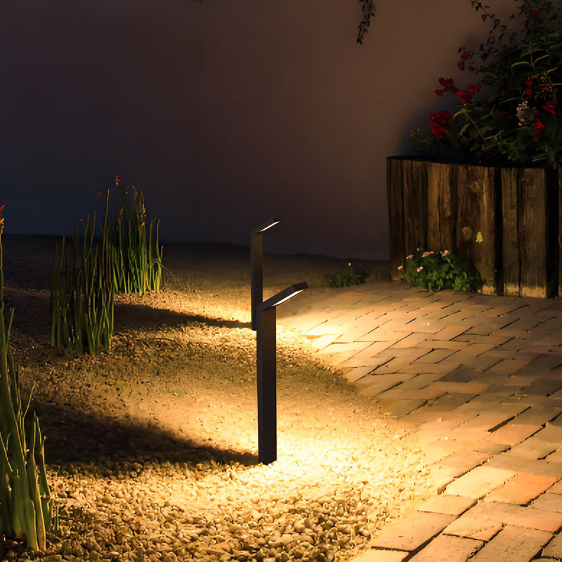 4-Pack Low-voltage Black Aluminum LED Landscape Path Lights with Frosted Glass Shade