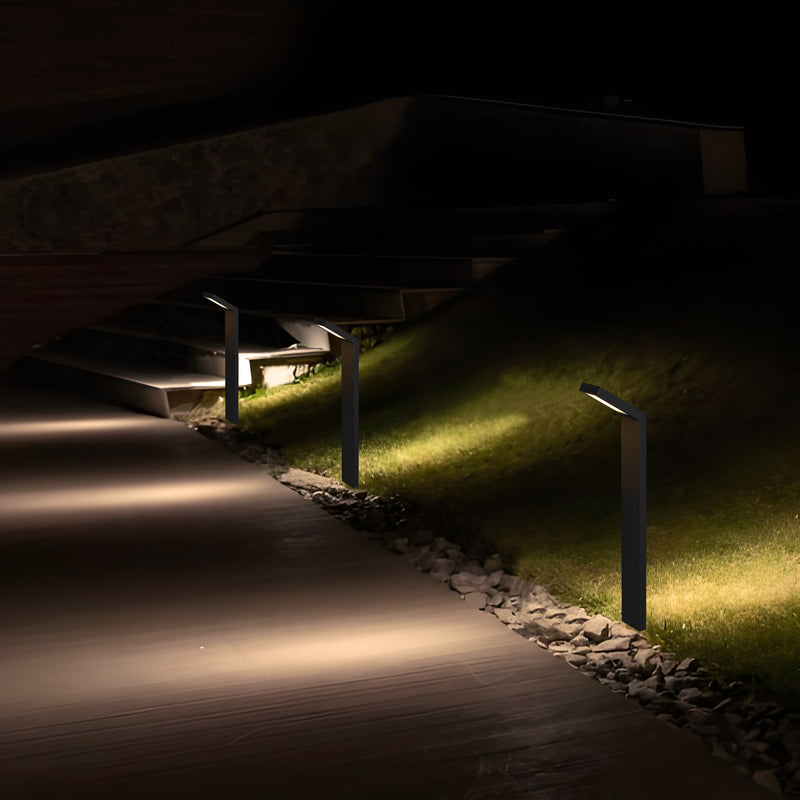 4-Pack Low-voltage Black Aluminum LED Landscape Path Lights with Frosted Glass Shade