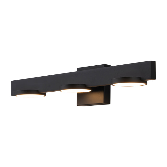 3-Light Black Aluminum LED Vanity Light with Frosted Acrylic Shade