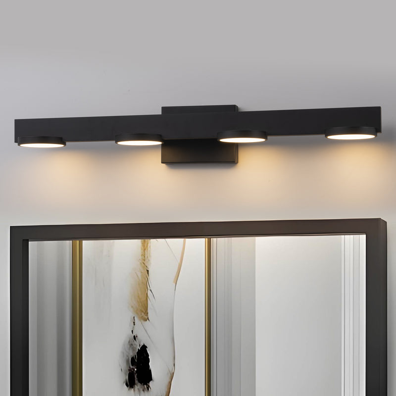 4-Light Black Aluminum LED Vanity Light with Frosted Acrylic Shade