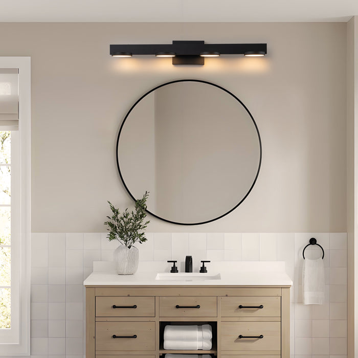 4-Light Black Aluminum LED Vanity Light with Frosted Acrylic Shade