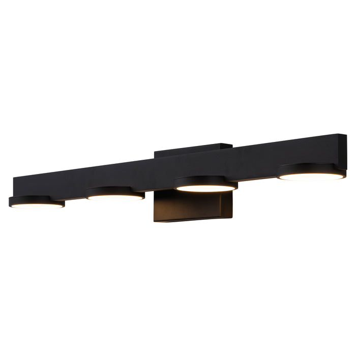 4-Light Black Aluminum LED Vanity Light with Frosted Acrylic Shade