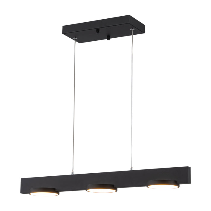 3-Light Black Modern Aluminum Dimmable LED Pendant Light with Acrylic Shade