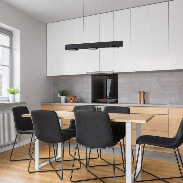 3-Light Black Modern Aluminum Dimmable LED Pendant Light with Acrylic Shade