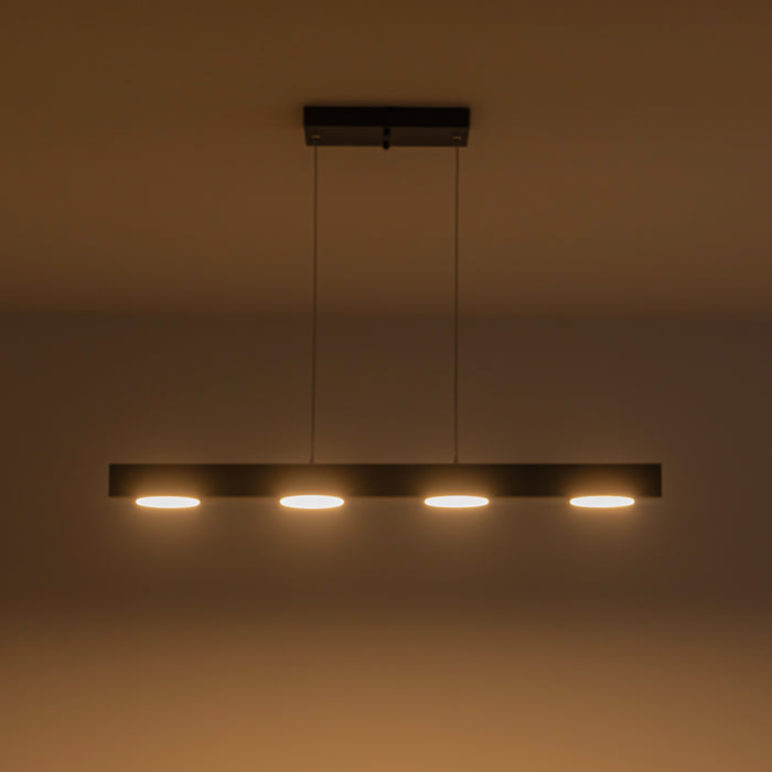 4-Light Black Modern Aluminum Dimmable LED Pendant Light with Acrylic Shade