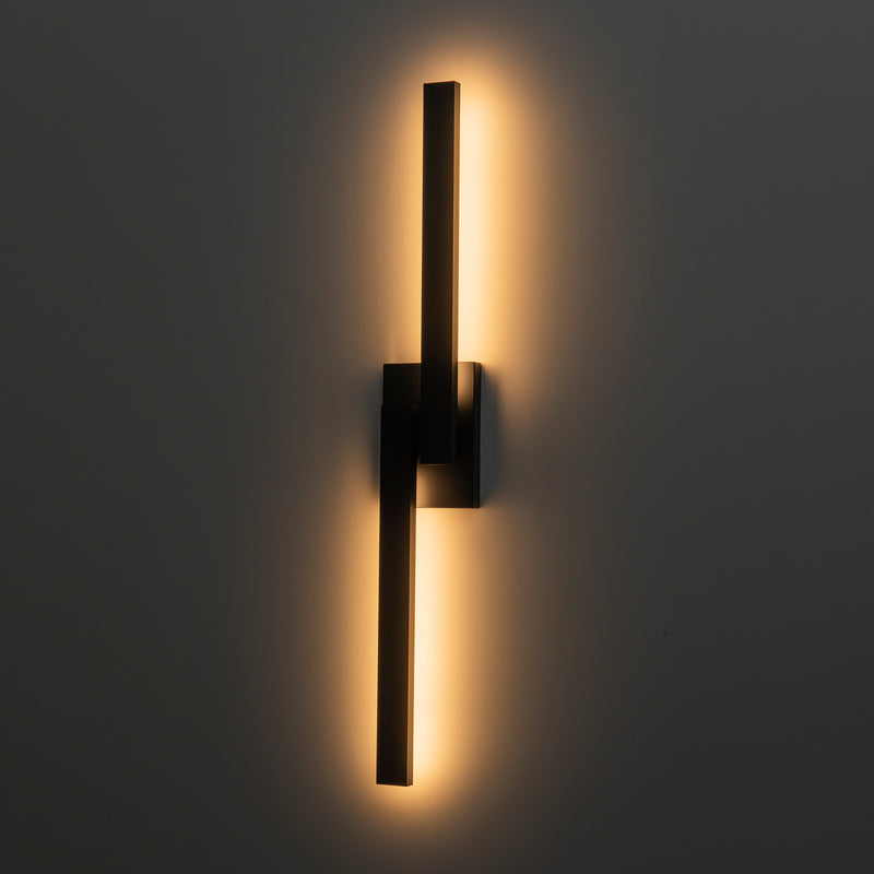 30in. Black Dimmable 26W LED Outdoor Wall Sconce with Frosted Glass