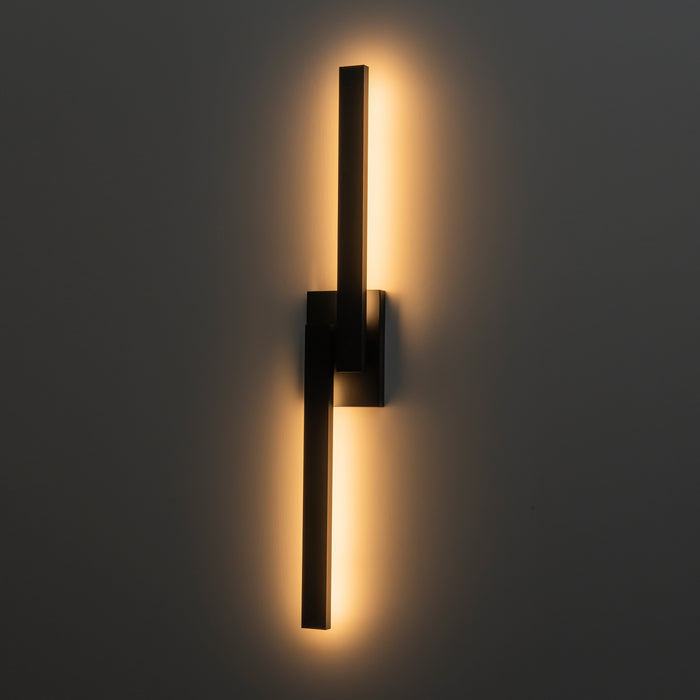 30in. Black Dimmable 26W LED Outdoor Wall Sconce with Frosted Glass