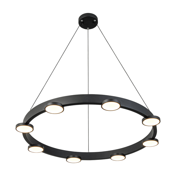 8-Light Modern Black Aluminum Dimmable LED Pendant Light Chandelier with Acrylic Shade