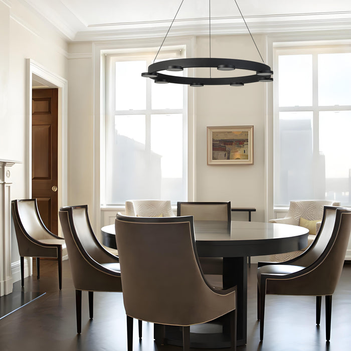 8-Light Modern Black Aluminum Dimmable LED Pendant Light Chandelier with Acrylic Shade