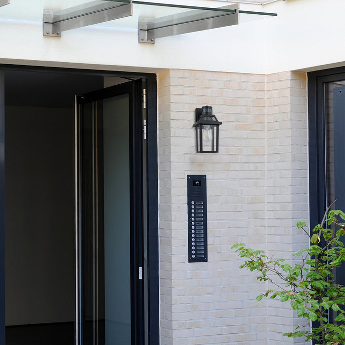 11.75in Matte Black Motion Sensor Outdoor Wall Sconce,Dusk to Dawn Porch Light with E26 Base Socket