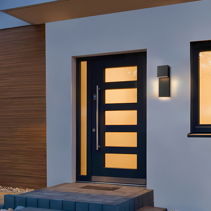 15in 2-Light Matte Black LED Outdoor Wall Lantern