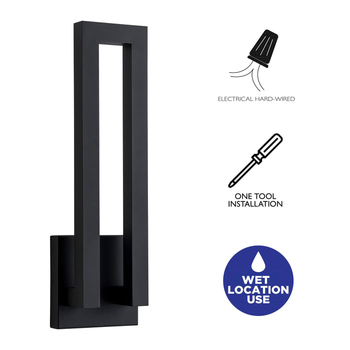 22.5in Matte Black Integrated LED Outdoor Wall Light