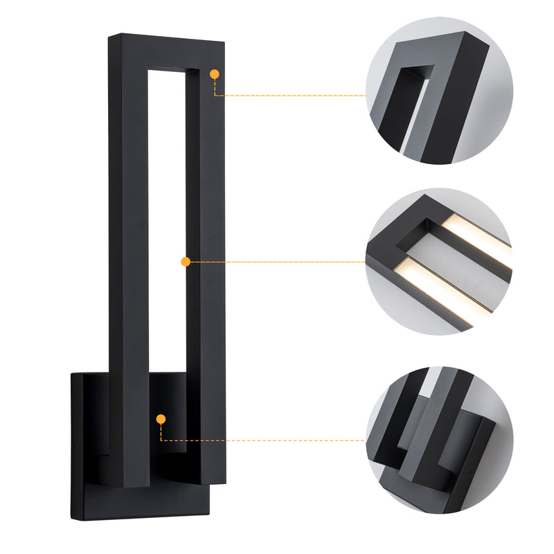 22.5in Matte Black Integrated LED Outdoor Wall Light