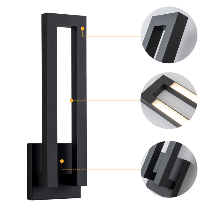 22.5in Matte Black Integrated LED Outdoor Wall Light