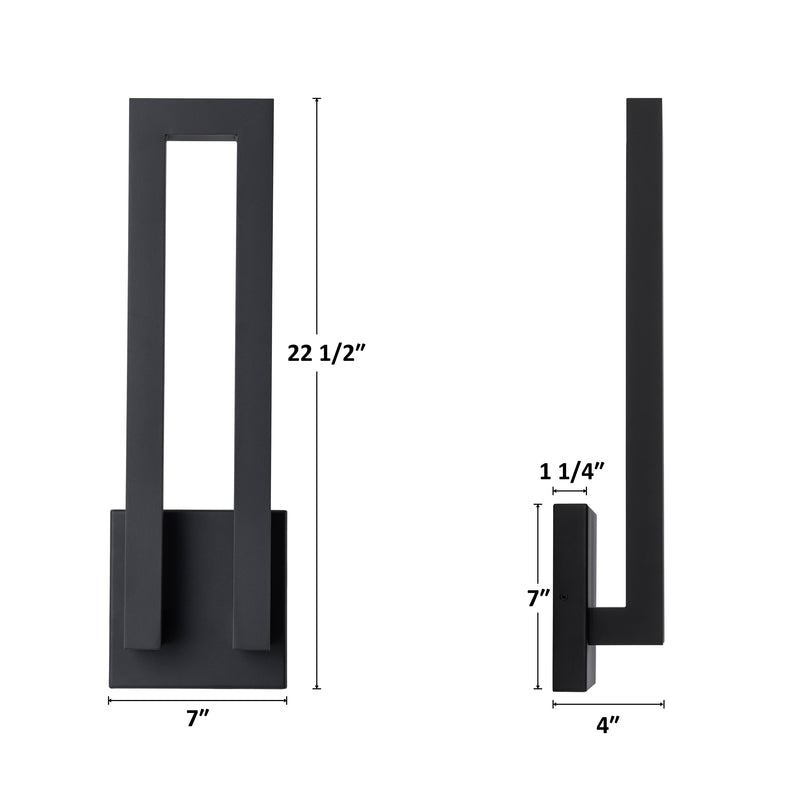 22.5in Matte Black Integrated LED Outdoor Wall Light