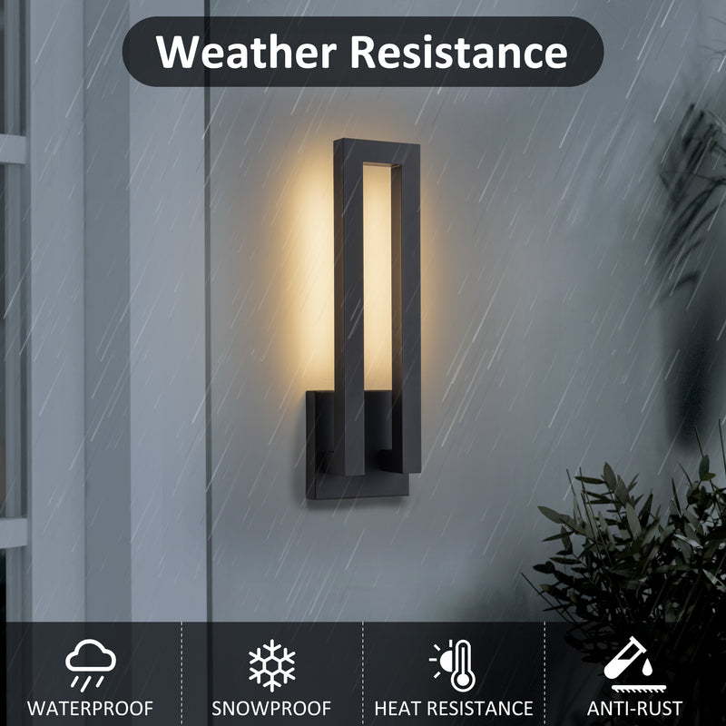 22.5in Matte Black Integrated LED Outdoor Wall Light