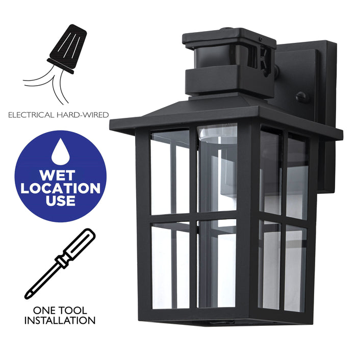 2 Pack Matte Black Motion Sensor Integrated LED Outdoor Wall Lights