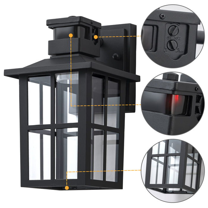 2 Pack Matte Black Motion Sensor Integrated LED Outdoor Wall Lights