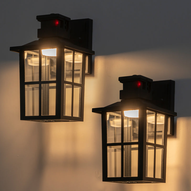 2 Pack Matte Black Motion Sensor Integrated LED Outdoor Wall Lights