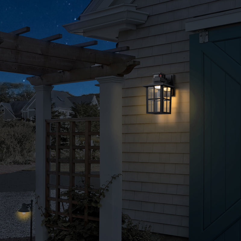 2 Pack Matte Black Motion Sensor Integrated LED Outdoor Wall Lights
