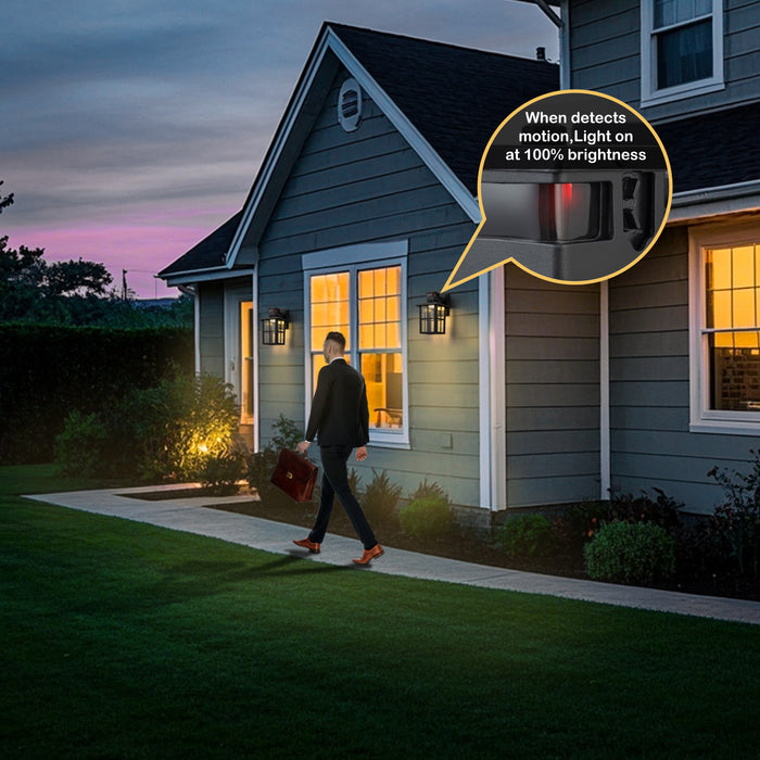 2 Pack Matte Black Motion Sensor Integrated LED Outdoor Wall Lights